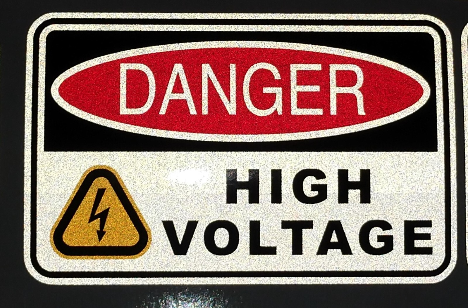 Reflective DANGER HIGH VOLTAGE Safety Decal Sticker Multiple Sizes