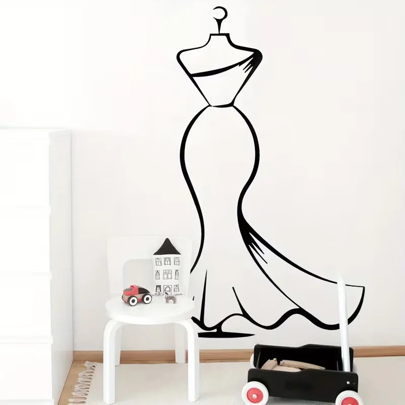 Elegant Black Silhouette Wall Decal Modern Minimalist Female Figure Line Art