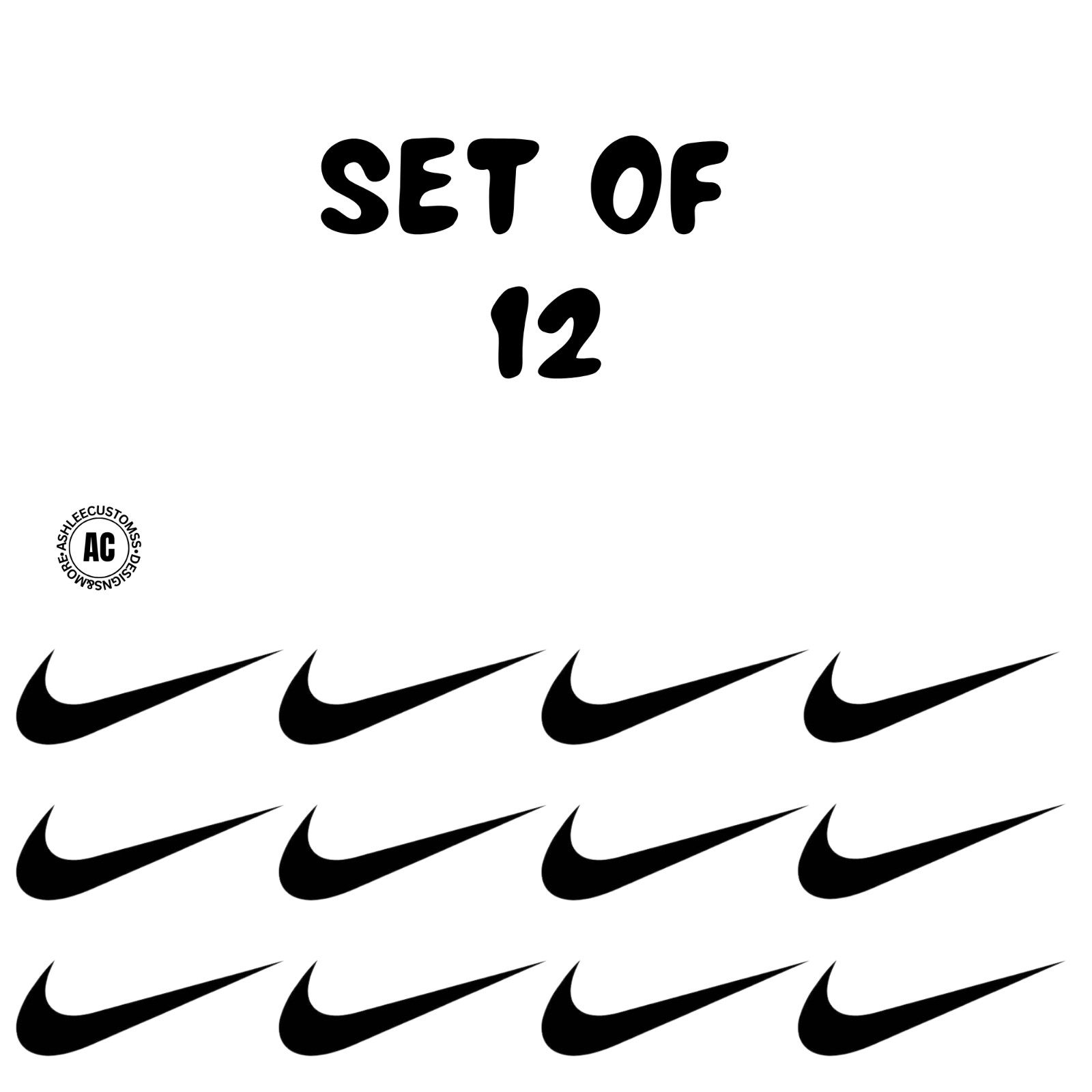 Sublimation Set of 12 NIKE swoosh Heat Transfer Ready to Press