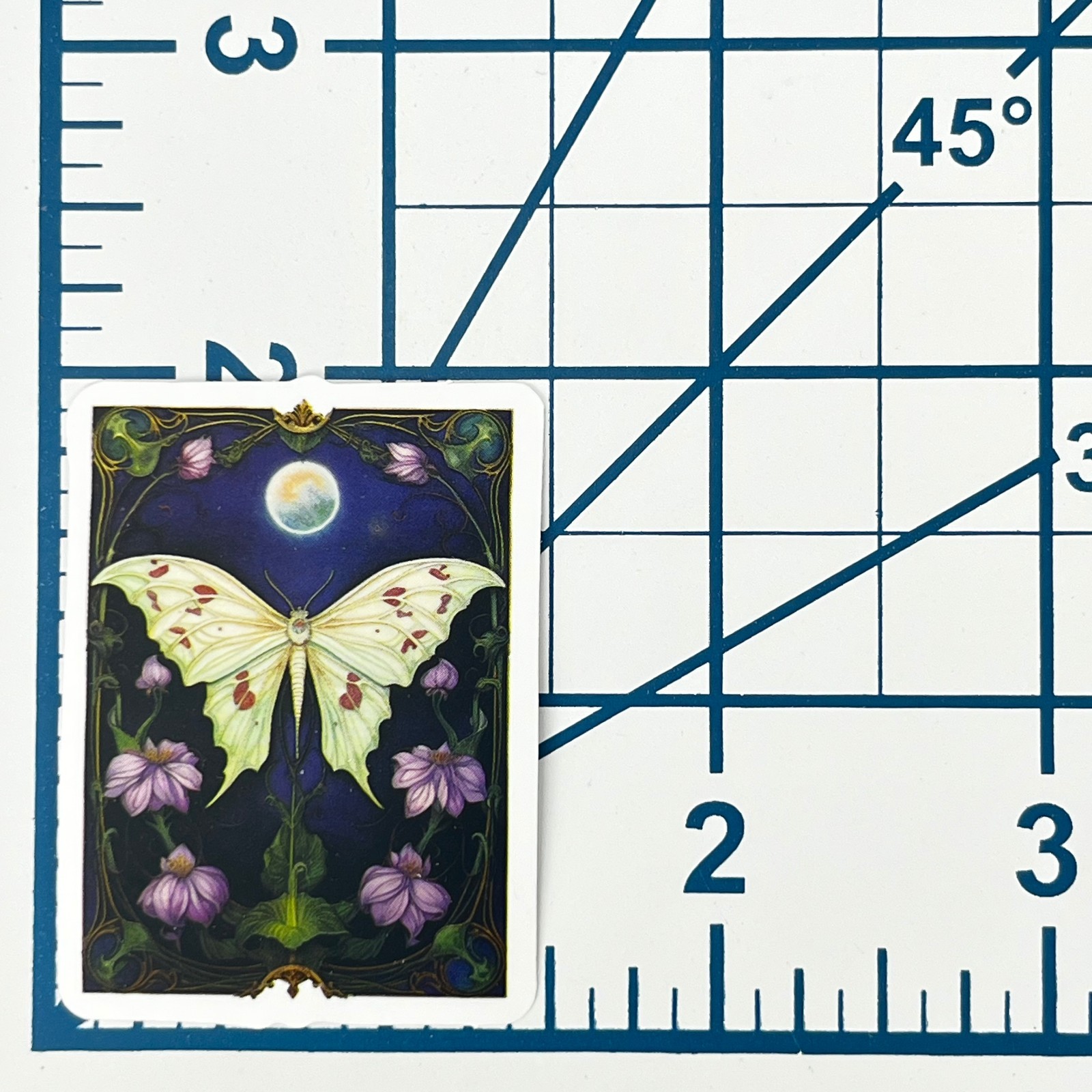 Mystic Luna Moth Tarot Card Vinyl Sticker Celestial Witchy Insect Journal Laptop