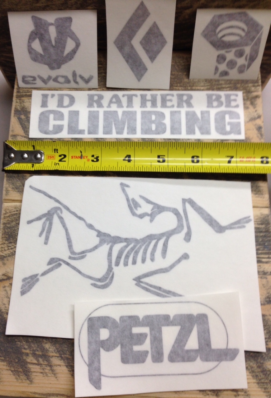 6 Climbing DECALS matte Black vinyl STICKER hiking trekking