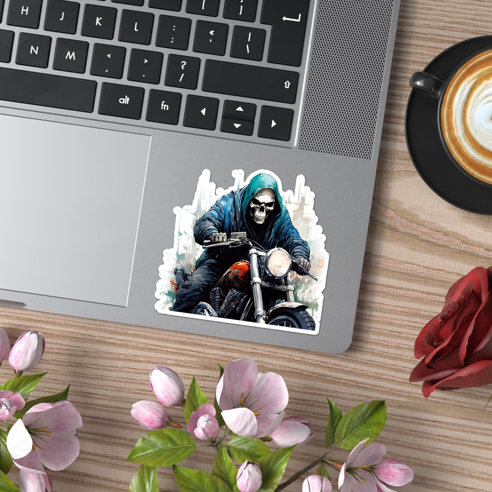 Grim Reaper Motorcycle – Vinyl Decal Sticker – Car Window Laptop – ebn11059