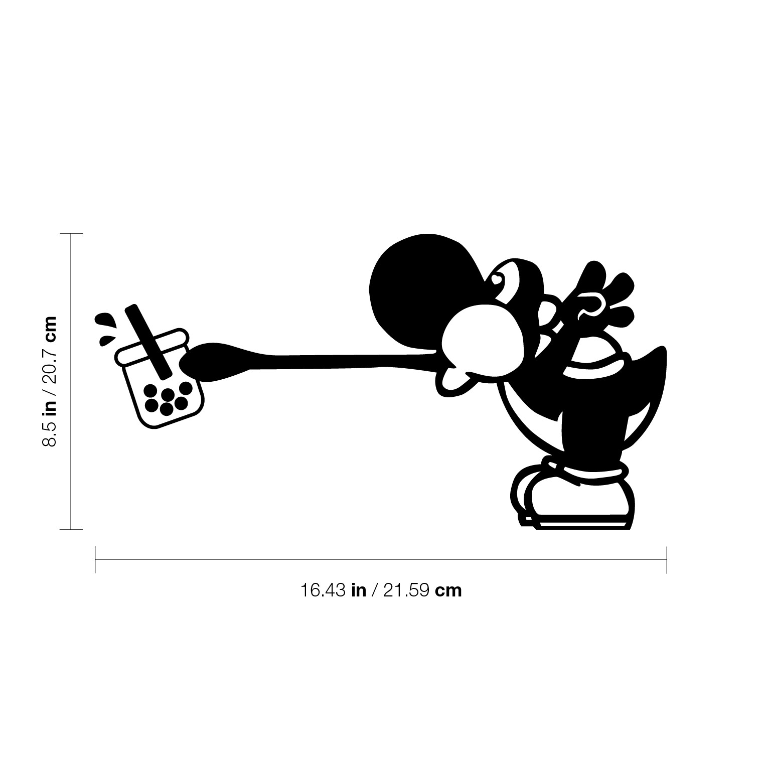 Yoshi Boba Black Decal Vinyl Sticker Office Gaming Room 7"in" x 7"in Small Decor