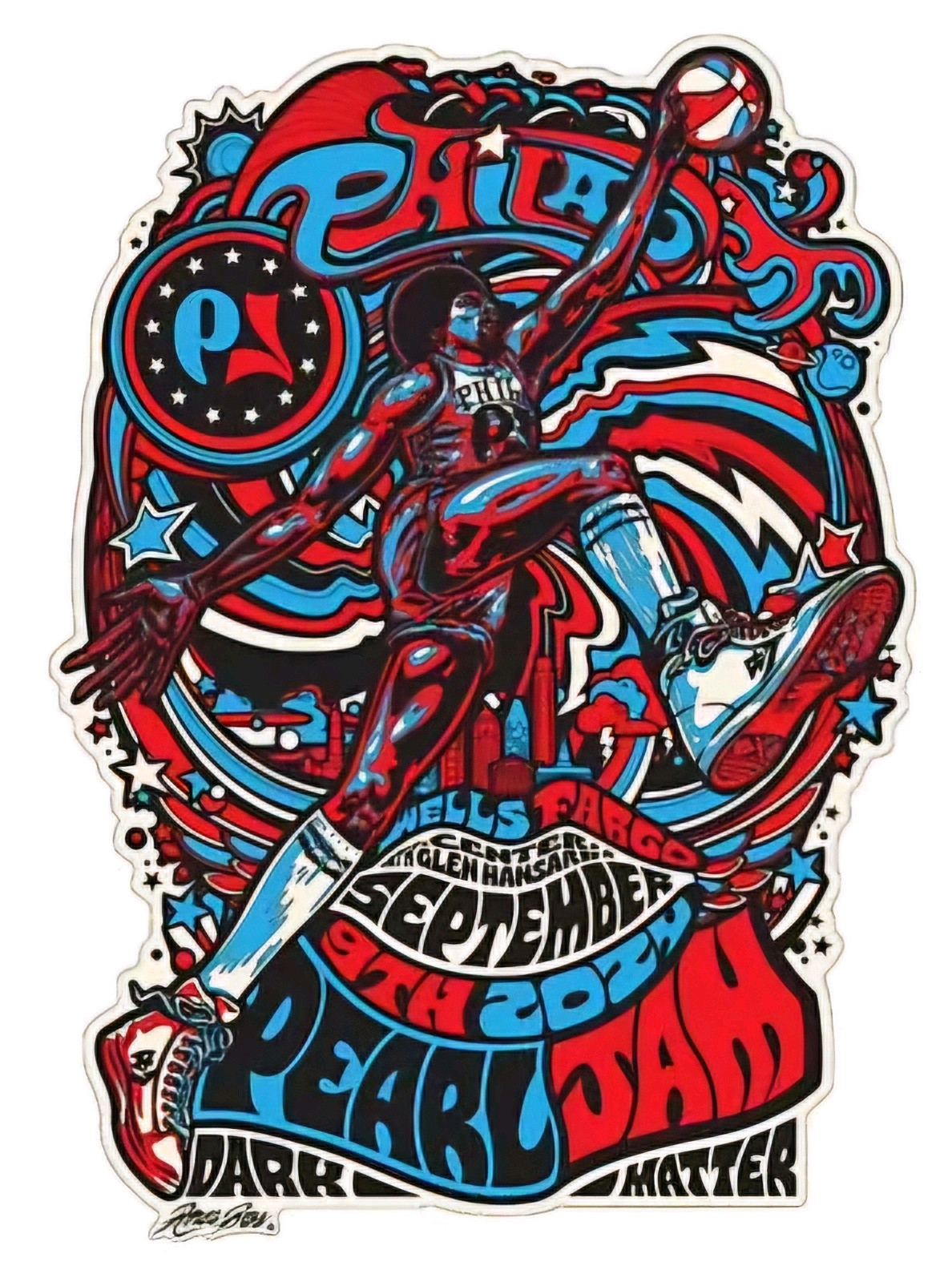 Pearl Jam Custom Die-Cut Vinyl Sticker 2.5"x3.5" Philadelphia Philly 2024