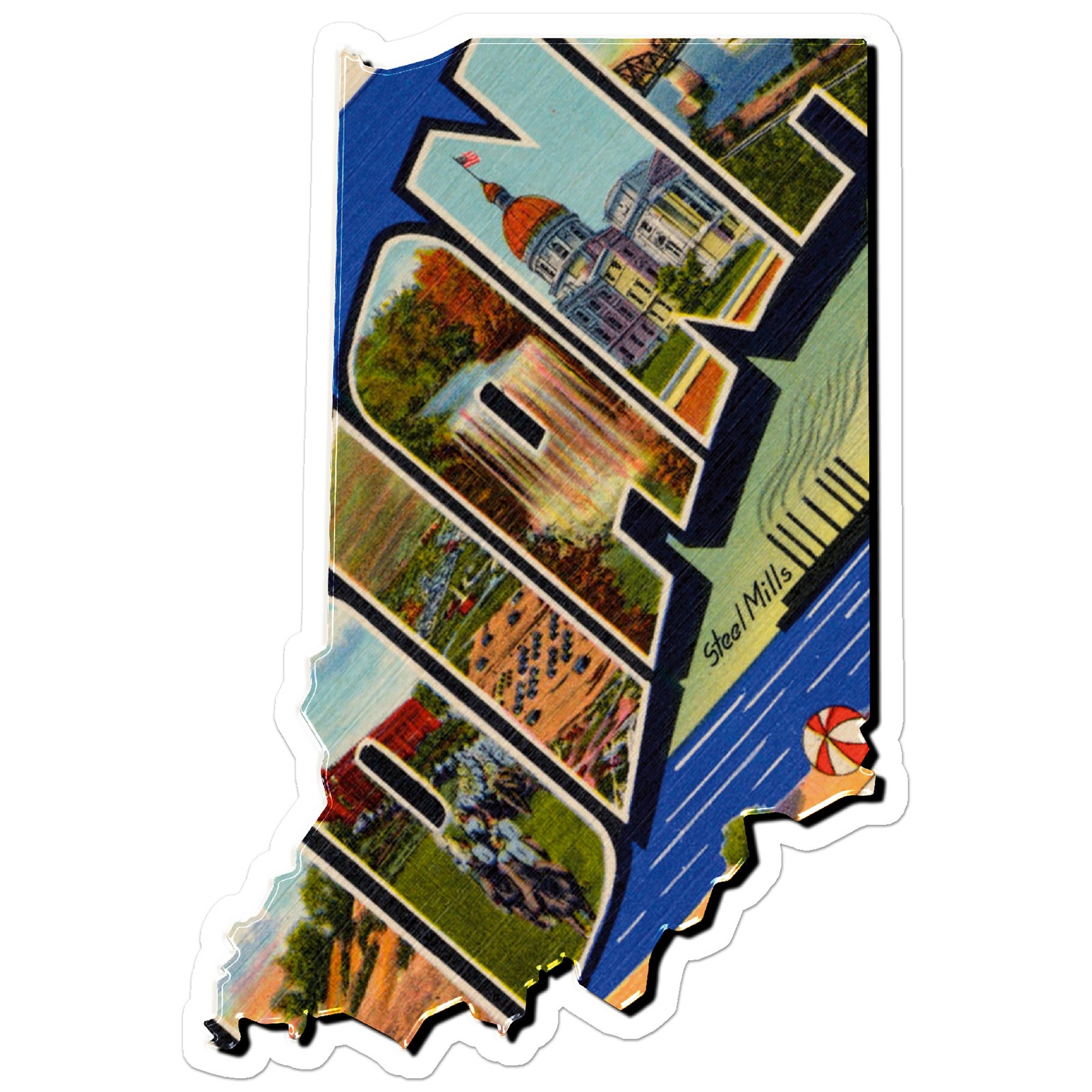 Vintage Indiana Map – Vinyl Decal Sticker – Car Window Laptop – ebn8861