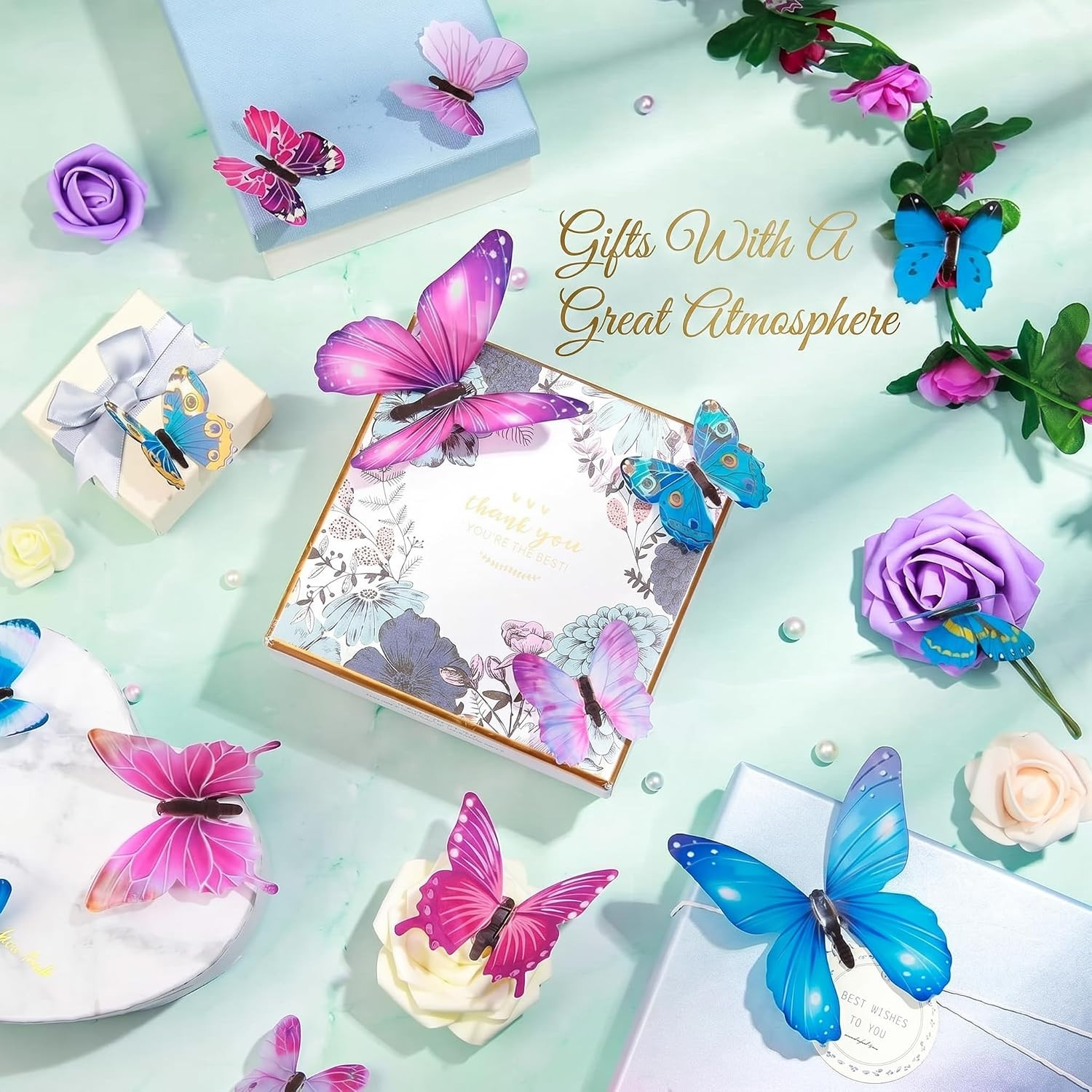 48 Pcs 3D Glow in the Dark Butterflies for Ceiling,Removable 3D Butterfly Wall