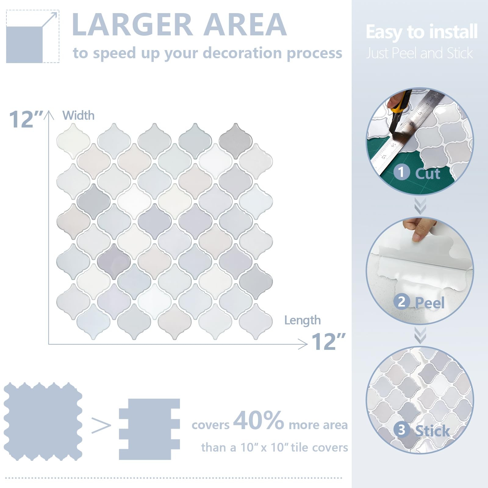 Azulejos Adhesivos Arabescos Gruesos Tonos Claros Para Pared De Lujo Pro