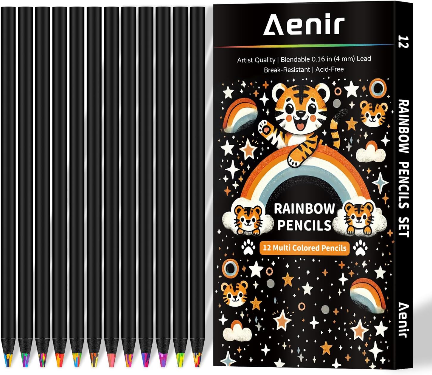 Easter Basket Stuffers, Art Supplies,12 Colors Rainbow Pencils, Multi Colored Pe