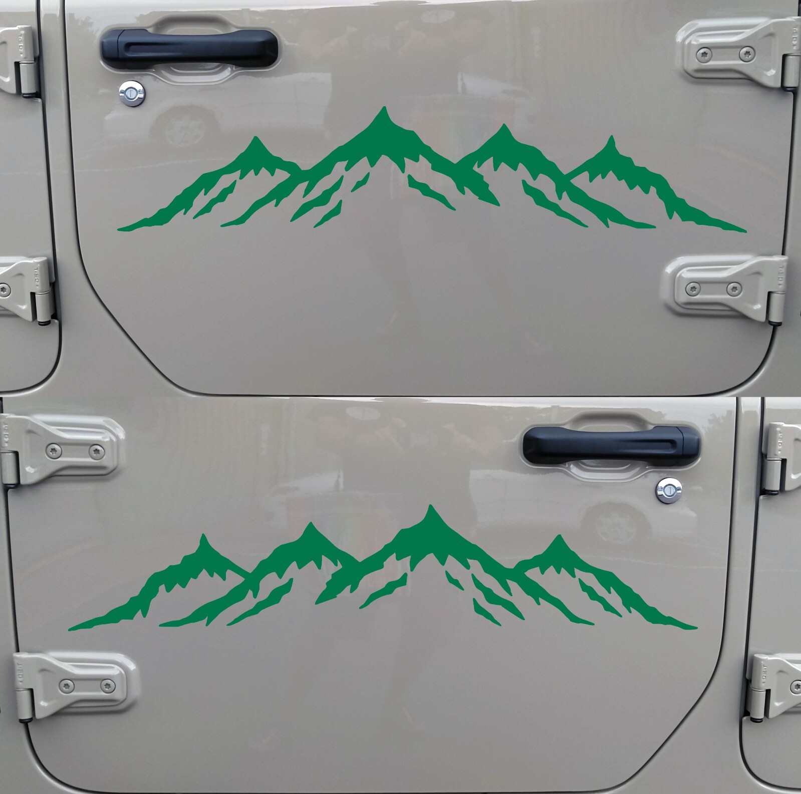 Set of two Mountain Scenes Vinyl Decals V4 Mirrored Hiking Traveling RV Graphics