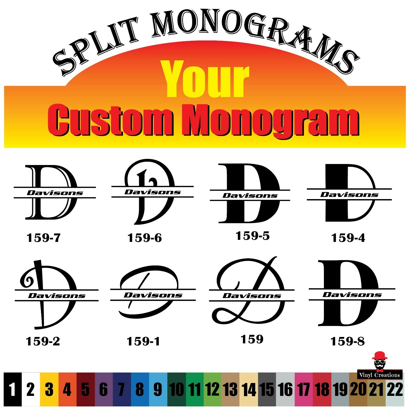 Custom Decal Vinyl Text -Lettering Monogram Name Craft Art Design