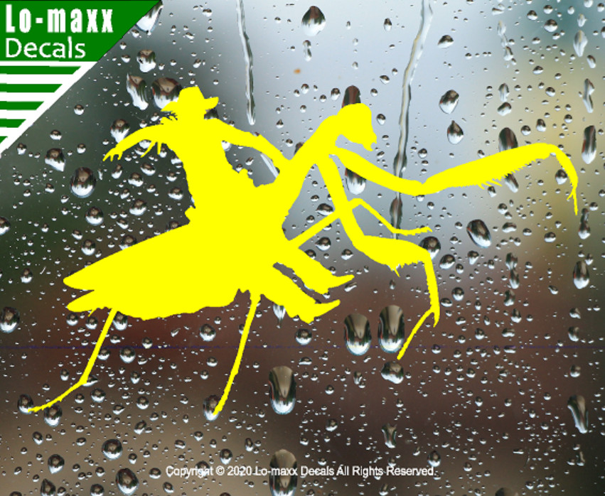 Praying Mantis Rodeo Country Western Insect Humor Design Die Cut Vinyl Decal