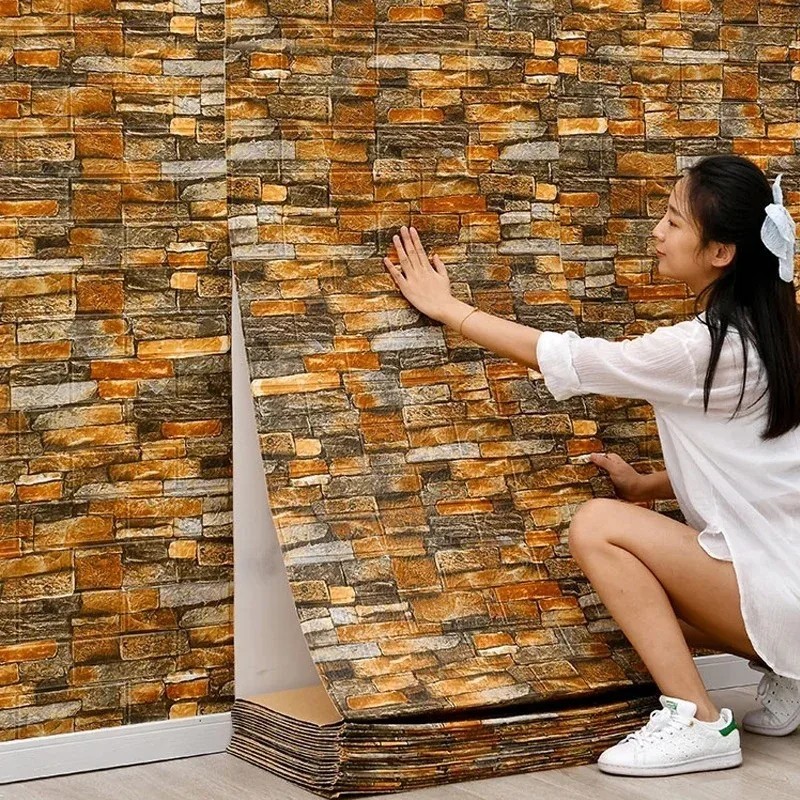 3D Foam Self Adhesive Wallpaper Waterproof Wall Stickers Home Decor