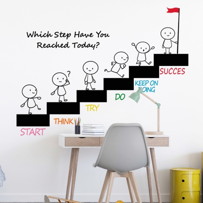 PVC Classroom Decoration Wall Sticker Motivational Text Quote Office Decal