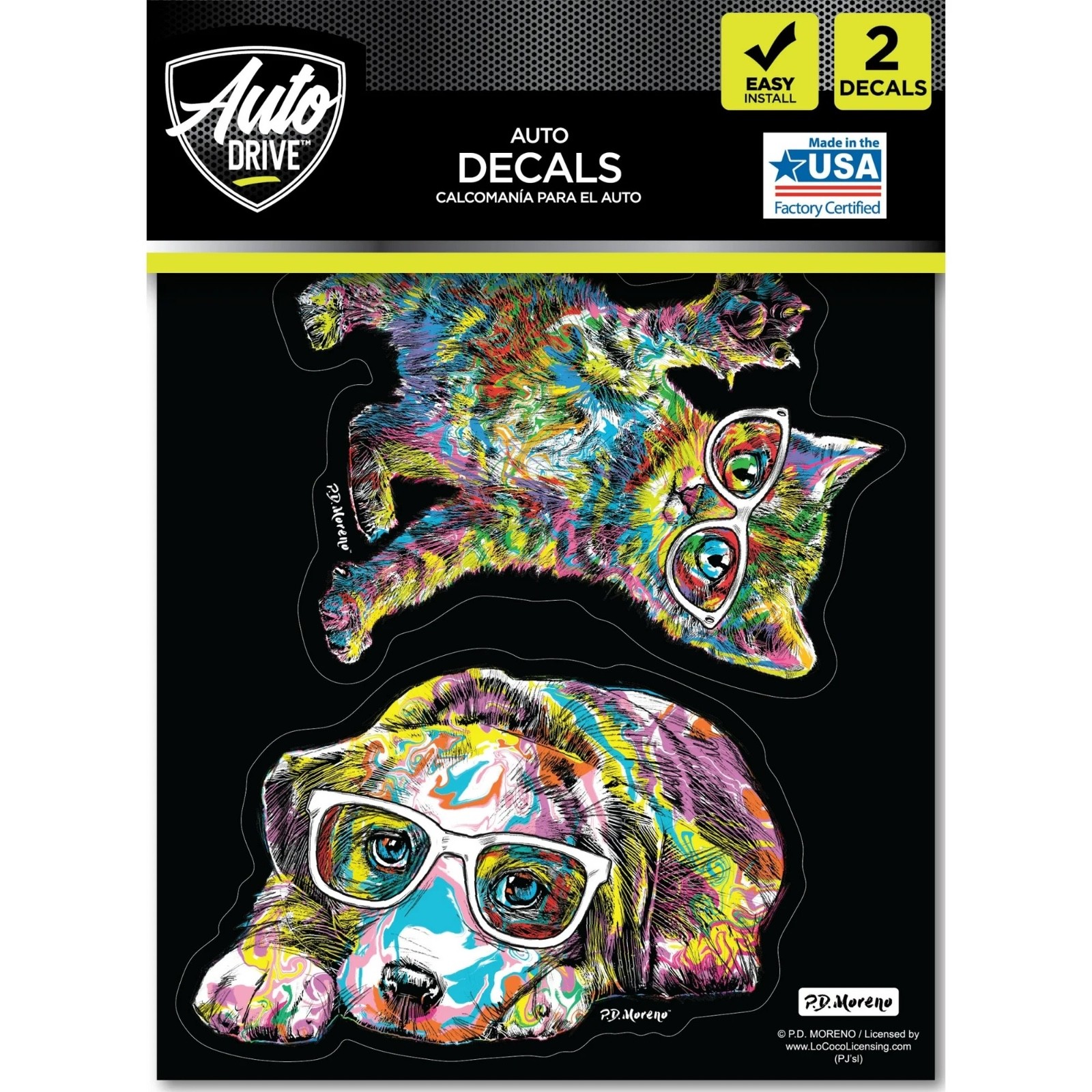 Rainbow Cat Dog Glasses Stickers Decals Car Laptop Locker Colorful Fun Gift Idea