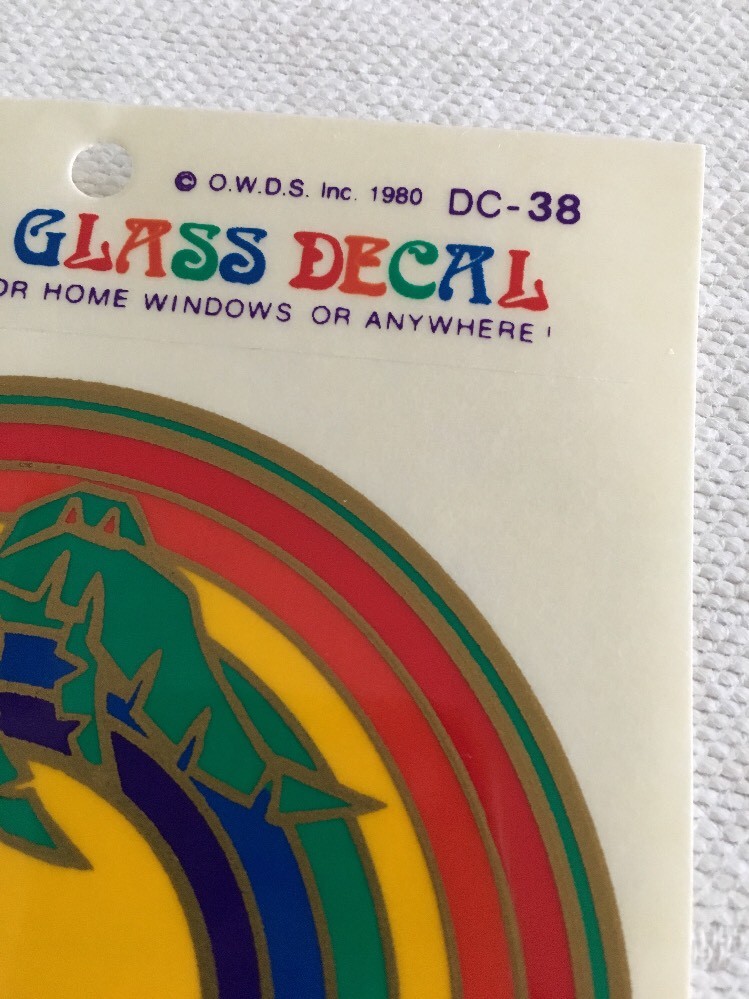 Stained Glass Decal Palm Tree Ocean Rainbow Window Sticker Car Home Vintage 1980
