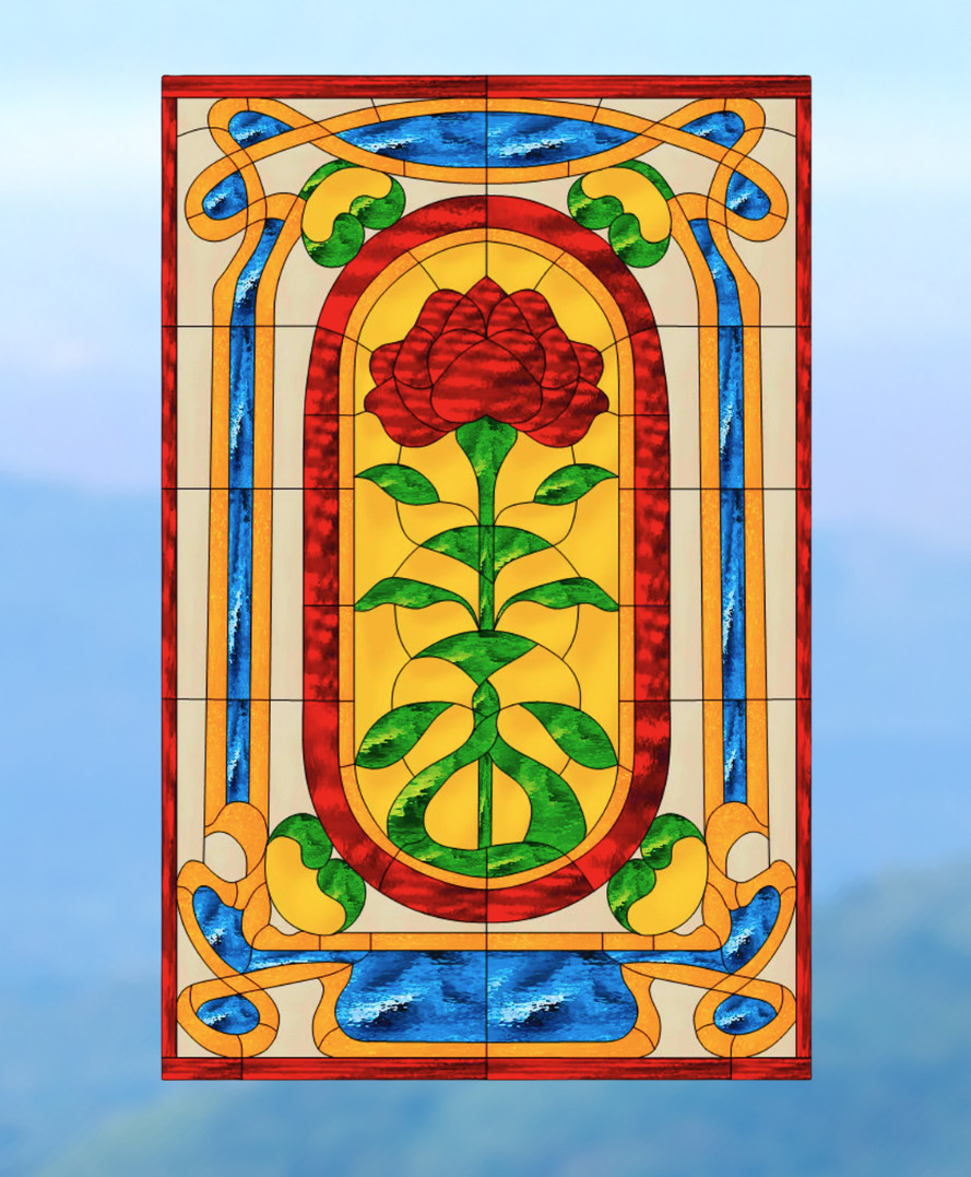 Stranger Things Rose Faux Stained-Glass WINDOW CLING Size 10.6" Vinyl