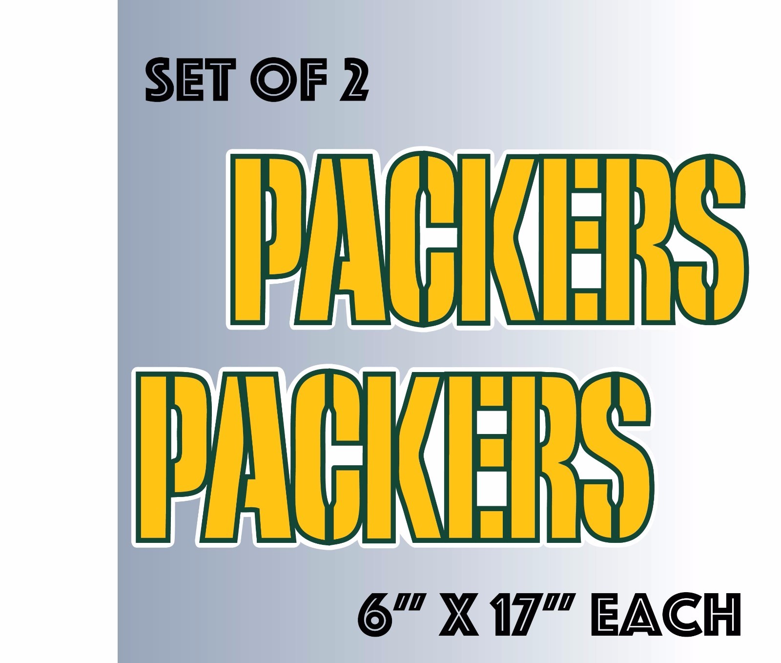 Green Bay Packers Vinyl Sticker Decal Cornhole Set of 2 (6"x17")