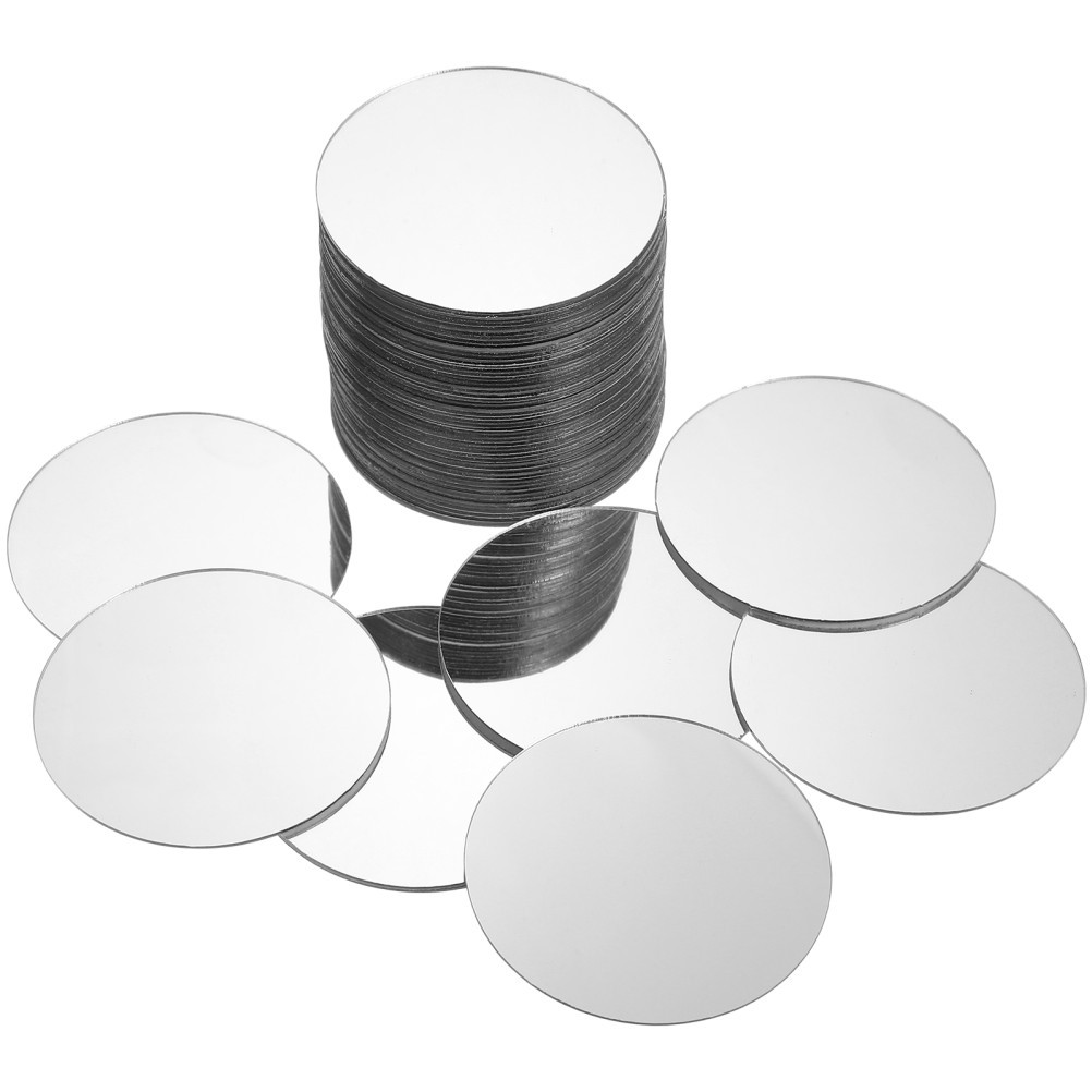 60 Pcs Acrylic Small Mirror Tiles Circular Mosaic Pieces for Crafts and Decor