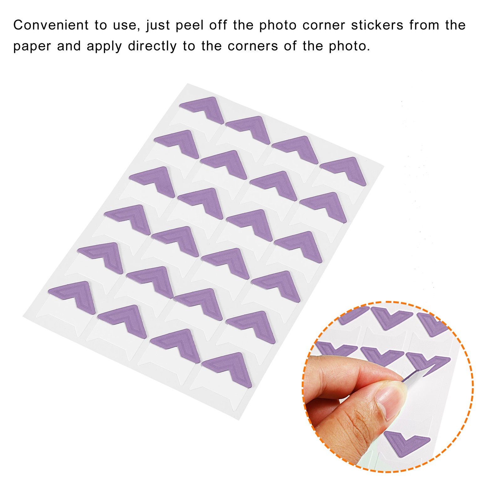 15Sheets/240Pcs Photo Corners Adhesive DIY Picture Mounting Sticker Purple