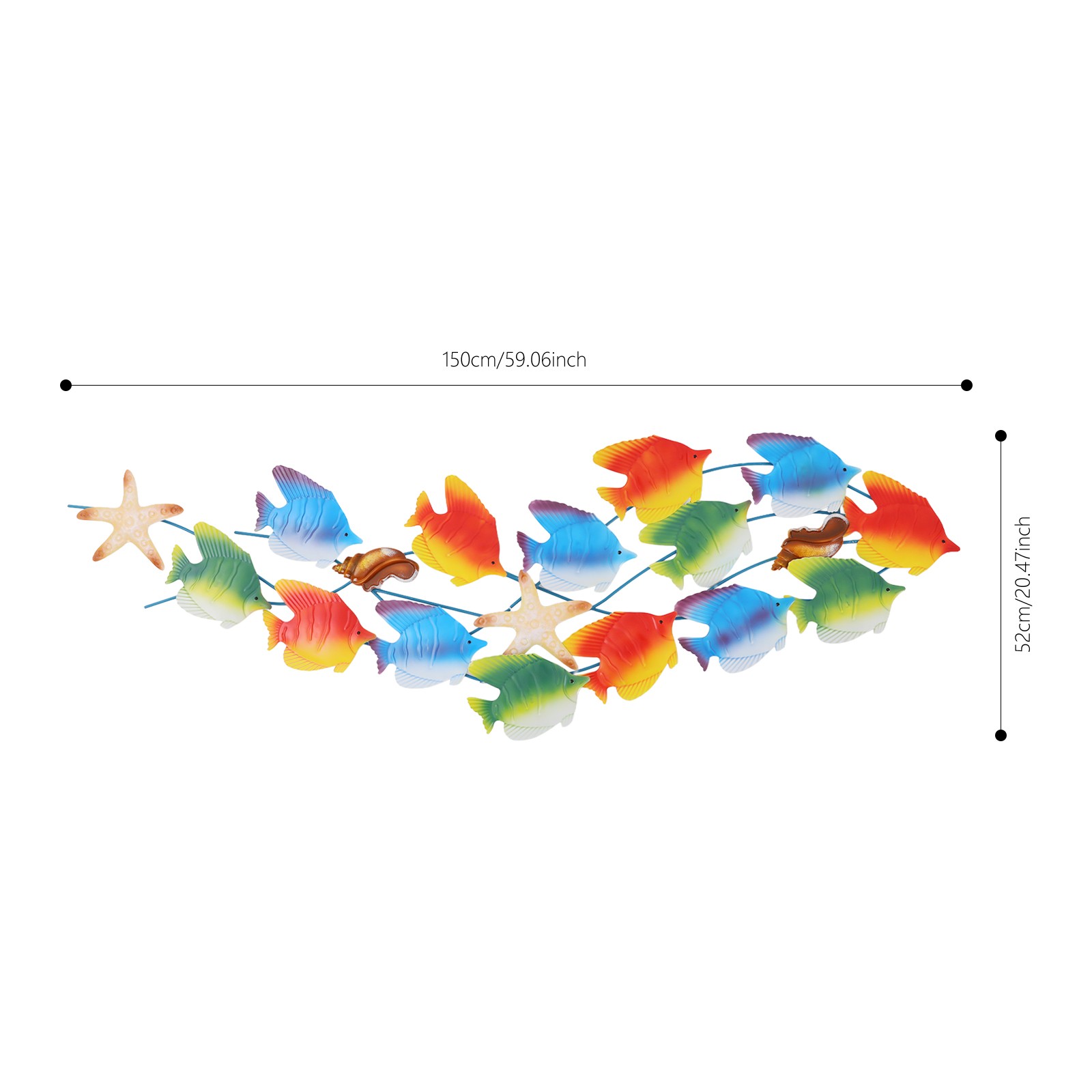 Metal Marine Fish Group Wall Decoration,ocean Decor Art F/ Living Room/bedroom