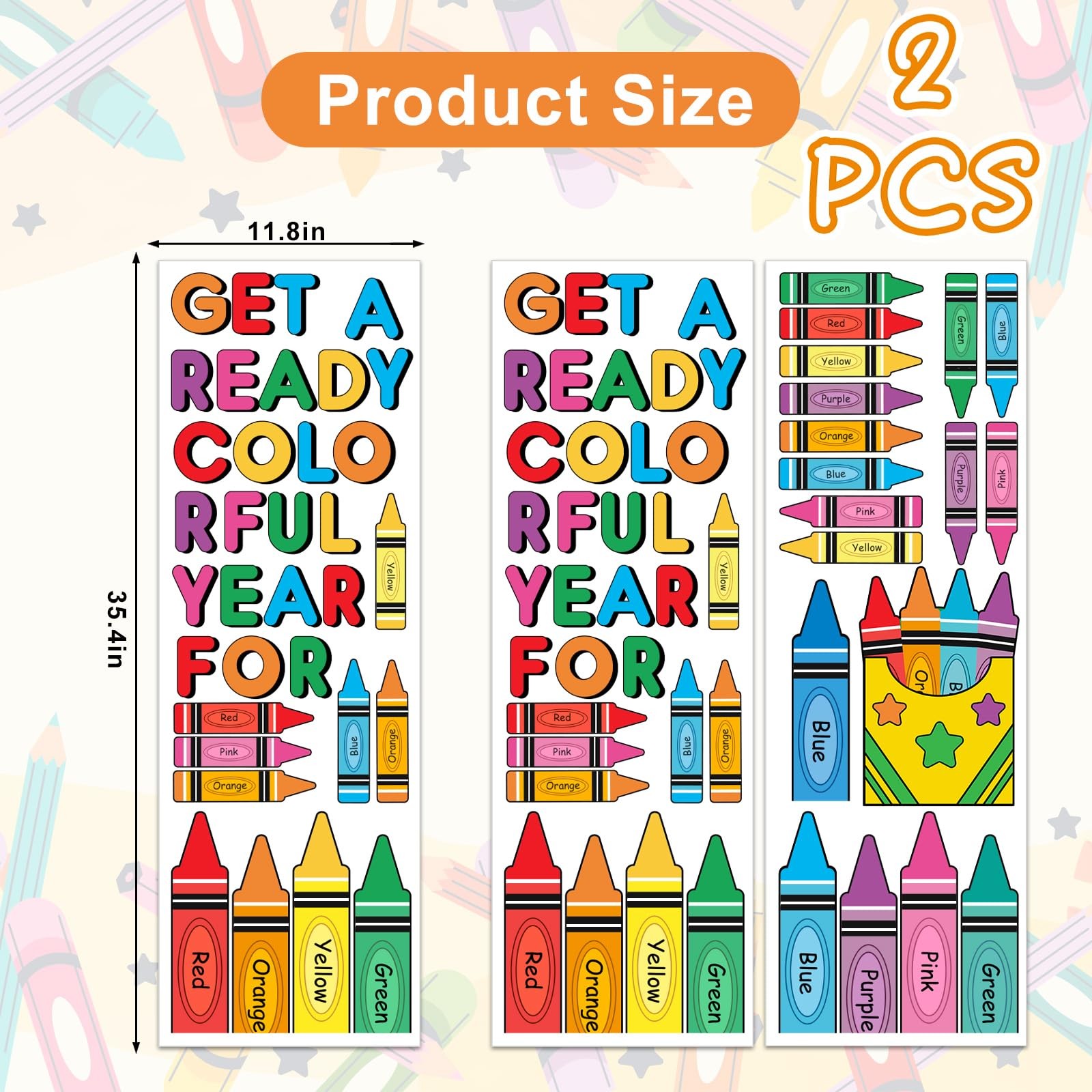 Colorful Crayon Door Stickers Get Ready for A Colorful Year Wall Decals Large…