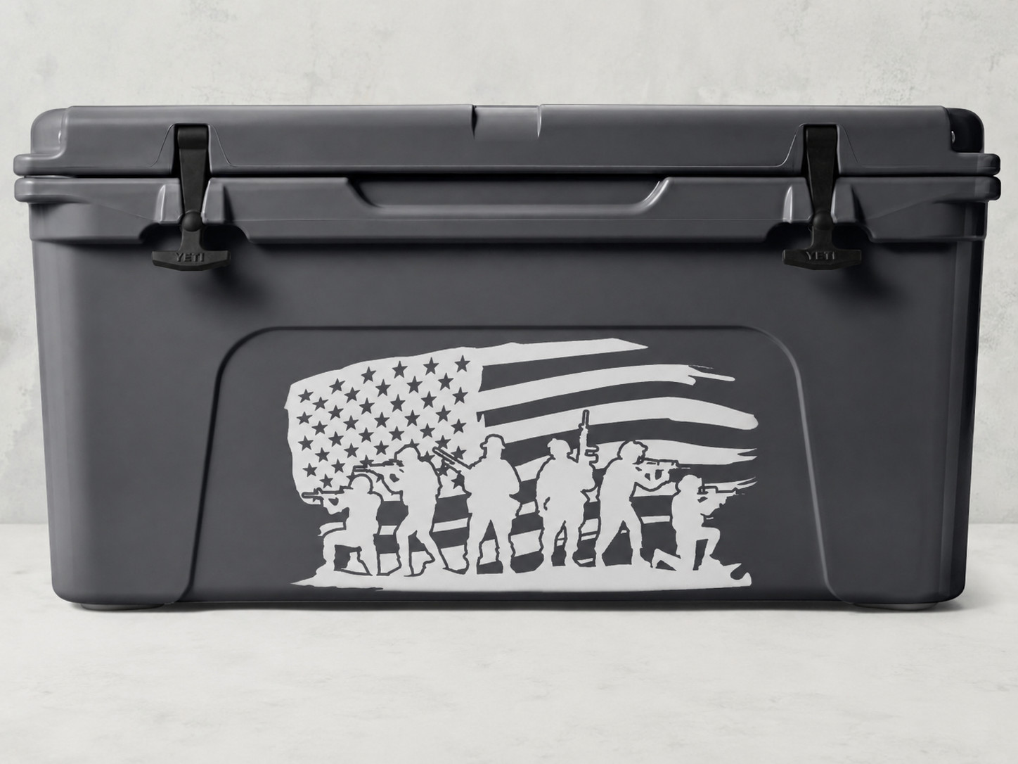 Battle Flag Silhouette Vinyl Decal Patriotic Sticker Truck Cooler Gun Safe Windo