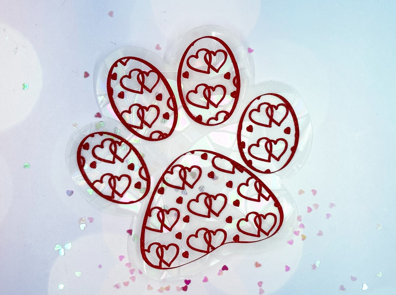Paw Sticker Window Cling Suncatcher Red Heart Decal Rainbow Maker Prism