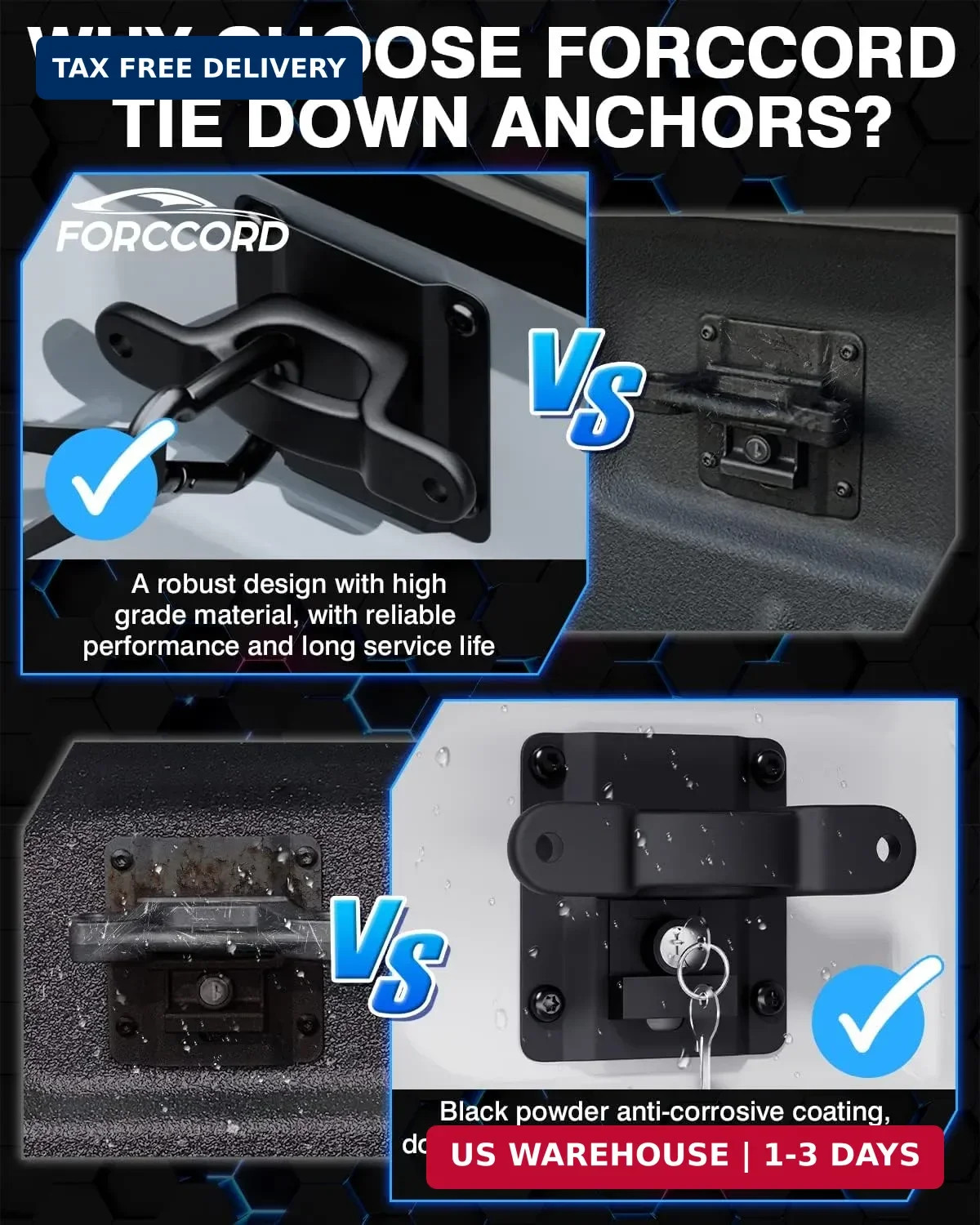 Tie Down Anchors Fit for Ford F150 F250 F350 & Raptor 2026 2025-2015 (Include Li