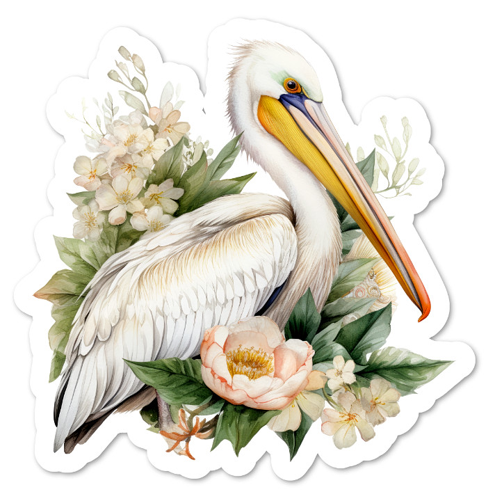 Pelican Bird Vinyl Sticker, Water Resistant, Scrapbooking Laptop Water Bottle