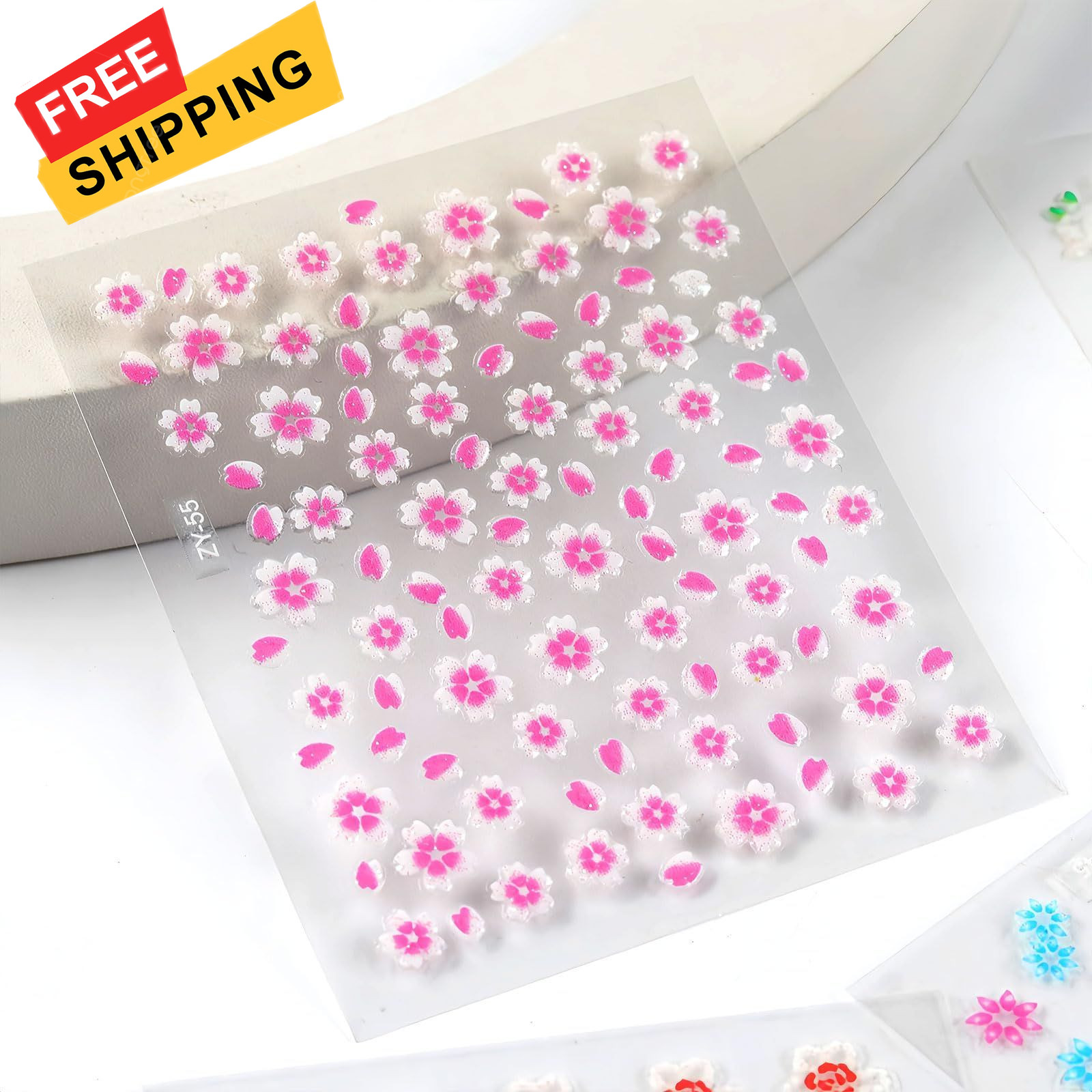 30 Sheets Flower Nail Art Stickers, 3D Self Colorful 30