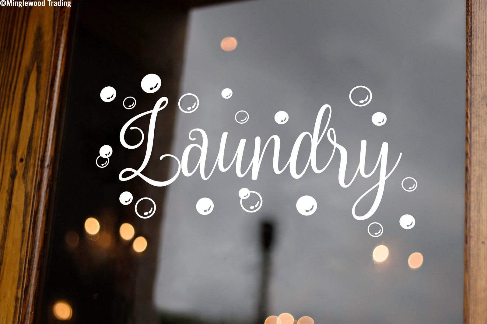 LAUNDRY with BUBBLES Vinyl Decal Sticker – Laundry Room Sign Soap Washer Dryer