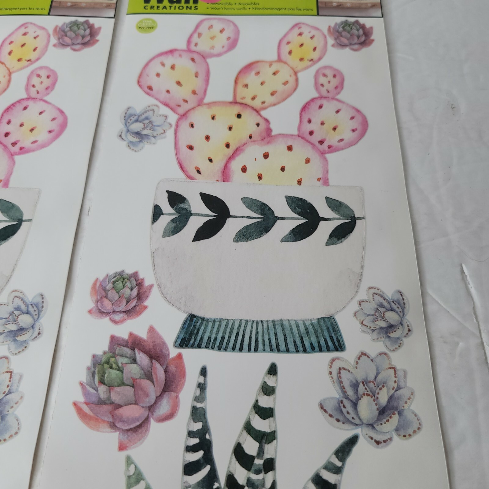 2 PKG NEW Friendly Succulents Cactus Plants Peel & Stick Wall Decals 290253