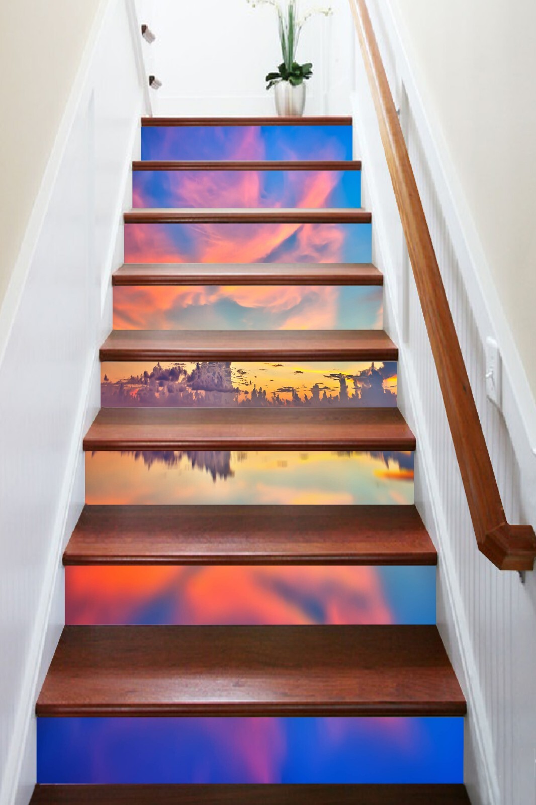3D Sunset Lake AZ1080 Stair Risers Decoration Mural Vinyl Wallpaper Kay