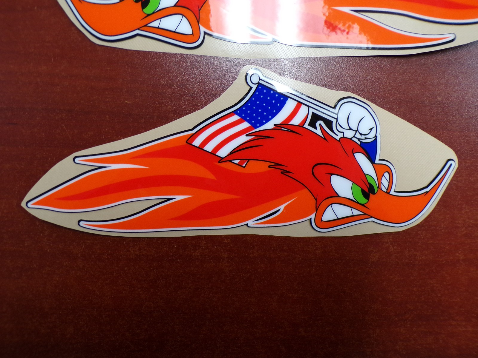 HONDA OLD SCHOOL USA MADE FLAG CORRECT WOODY WOODPECKER GRAPHIC STICKER OUTLINED