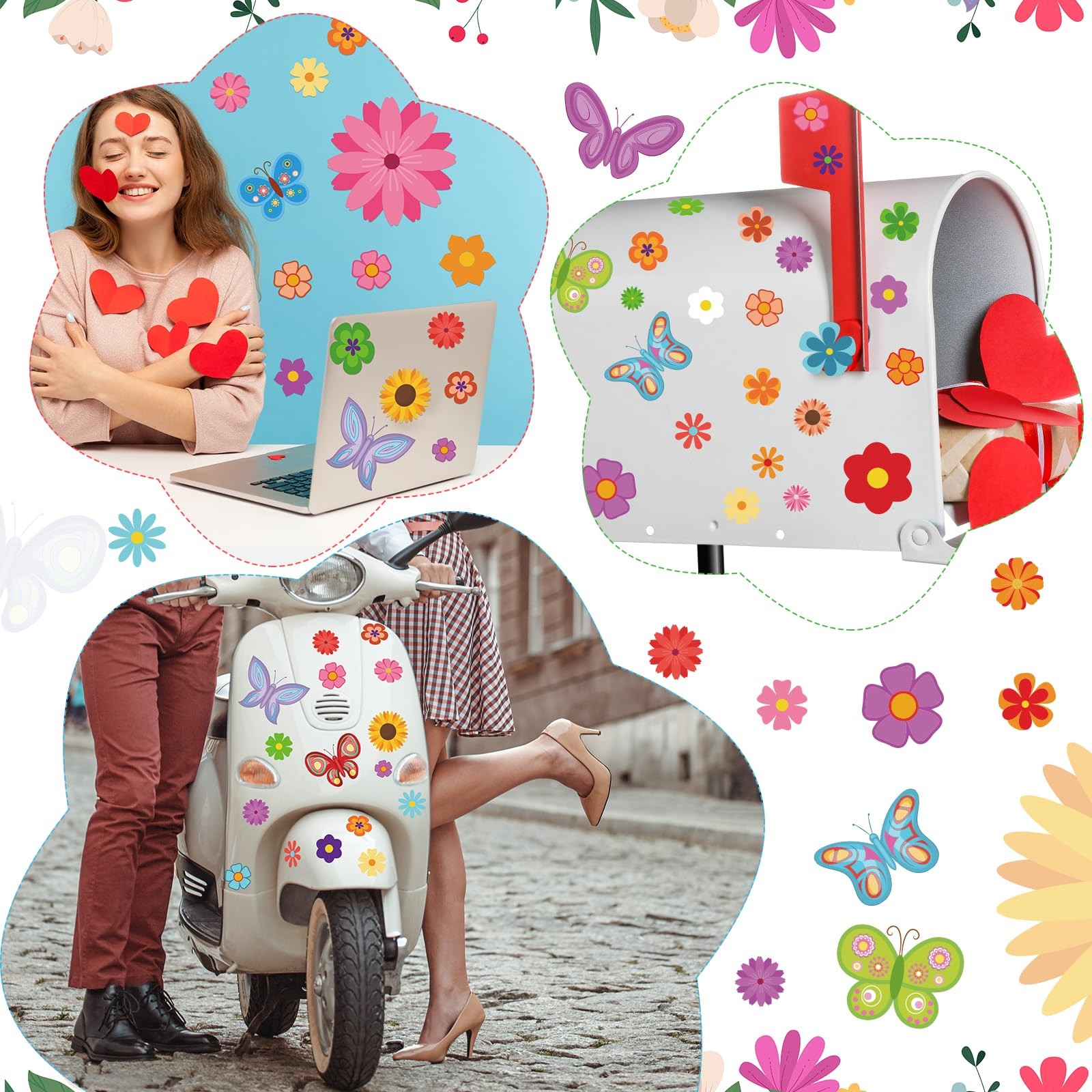 12 Sheets Flower Stickers 130 Pcs SelfAdhesive Vinyl Car Decals & Clings