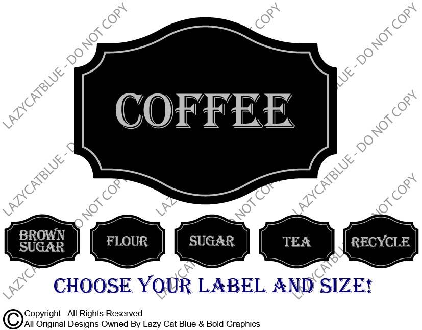 Kitchen Label Decal Sticker Coffee Sugar Tea Recycle Flour Jar Home Decor Bottle