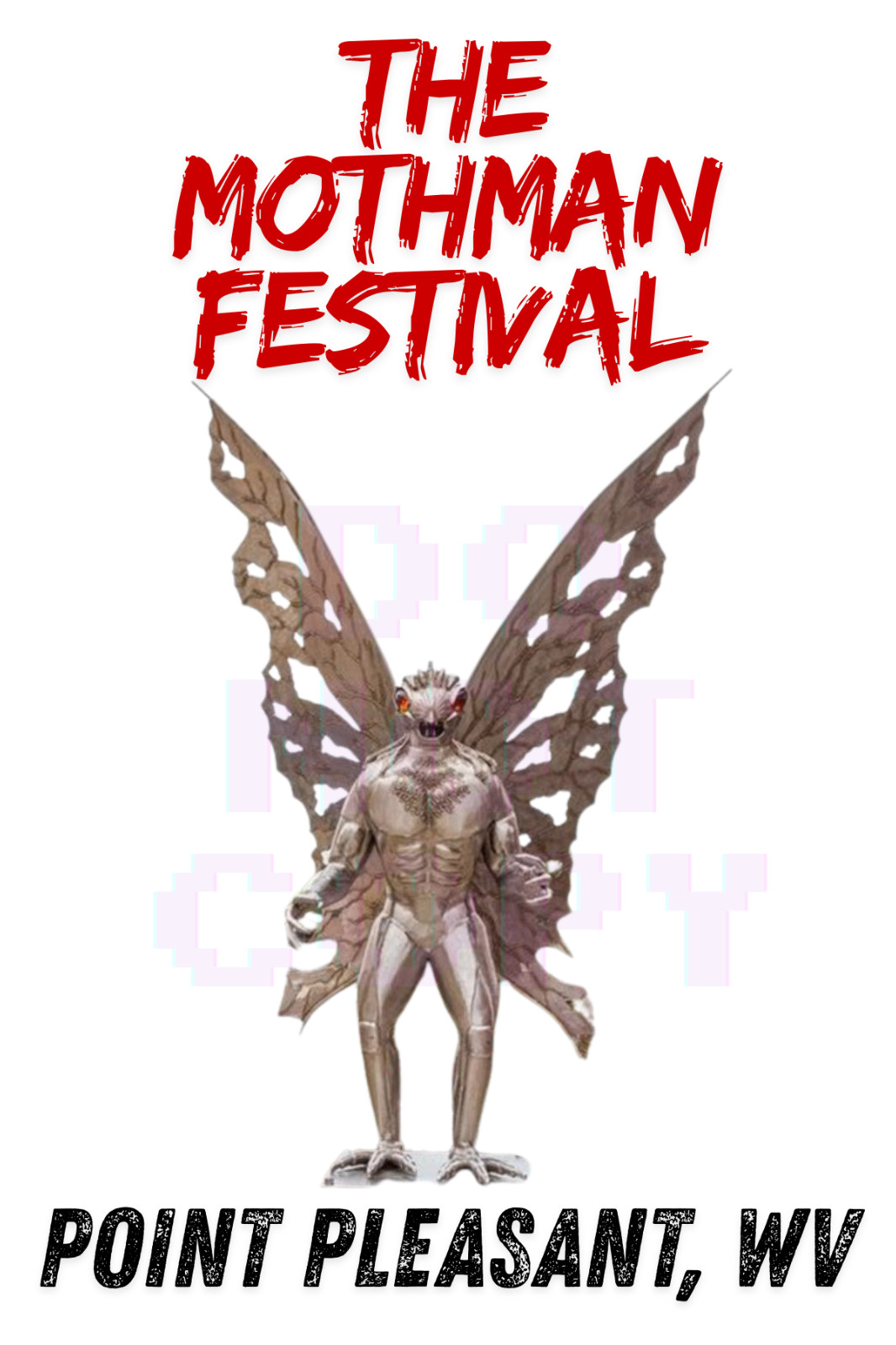 Mothman Sticker Removable Waterproof Point Pleasant, WV Cryptid Monster Festival