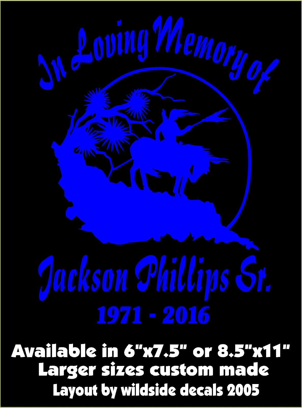 In Loving Memory Of Decal Warrior Last Ride Name Dates Car Vinyl Sticker Custom