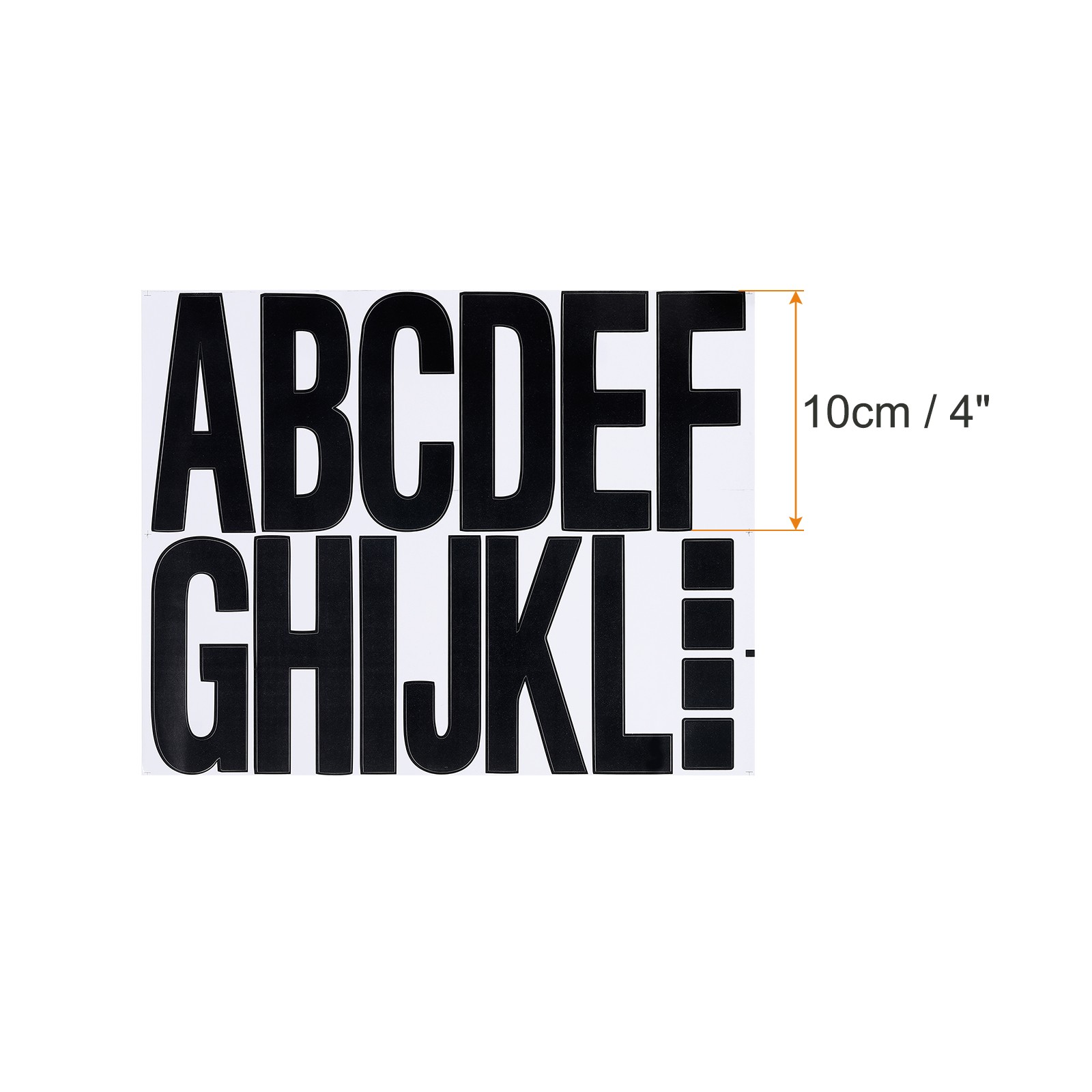 Letters Numbers Kit 4 Inch, 8 Sheet Self-Adhesive Alphabet Number Sticker, Black