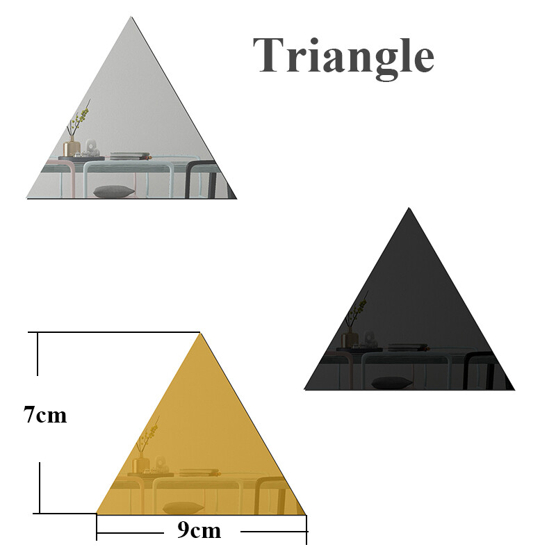 16pcs Hexagon/Triangle/Square Mirror Wall Sticker Acrylic DIY Adorn Home Decal