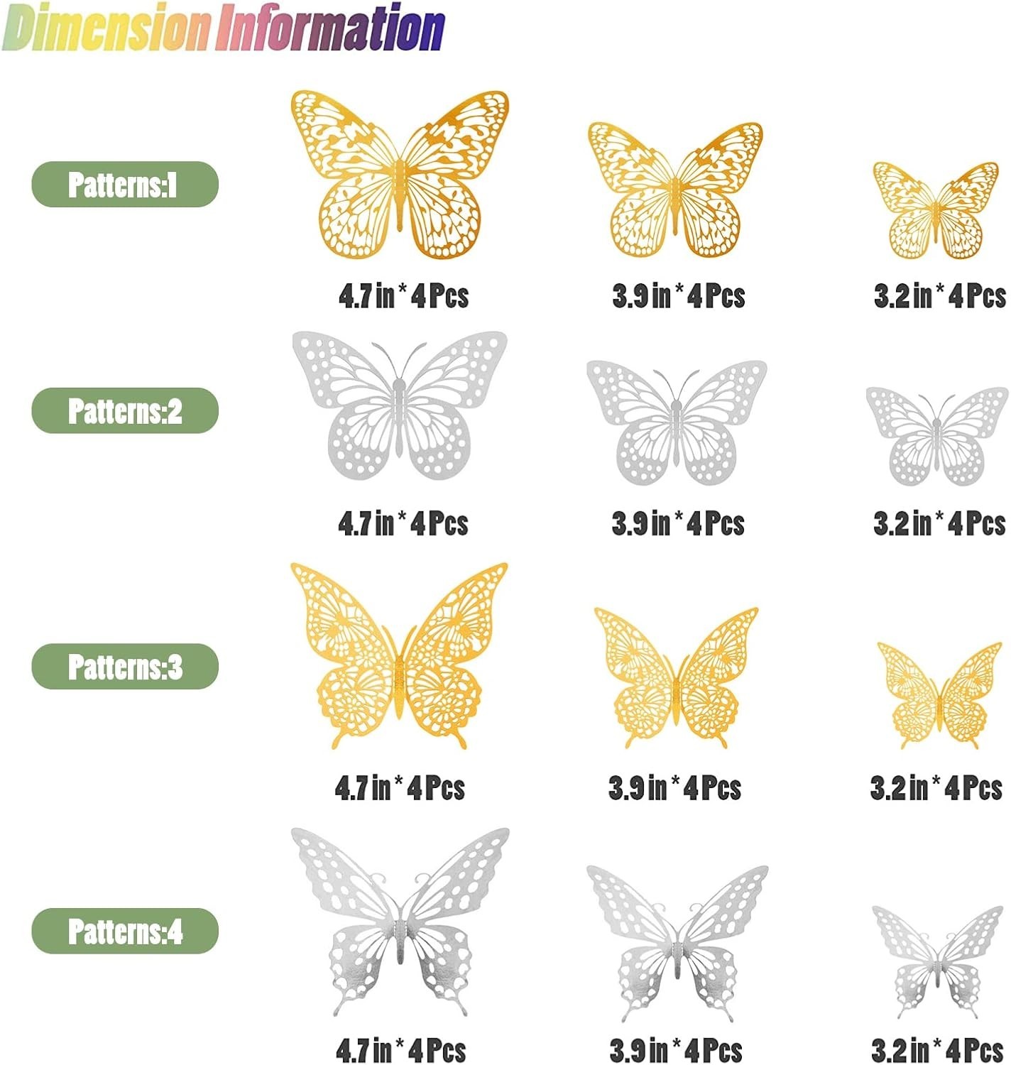 Festive Butterfly Wall Decorations – 48 Pcs in Gold & Silver, Perfect for Events