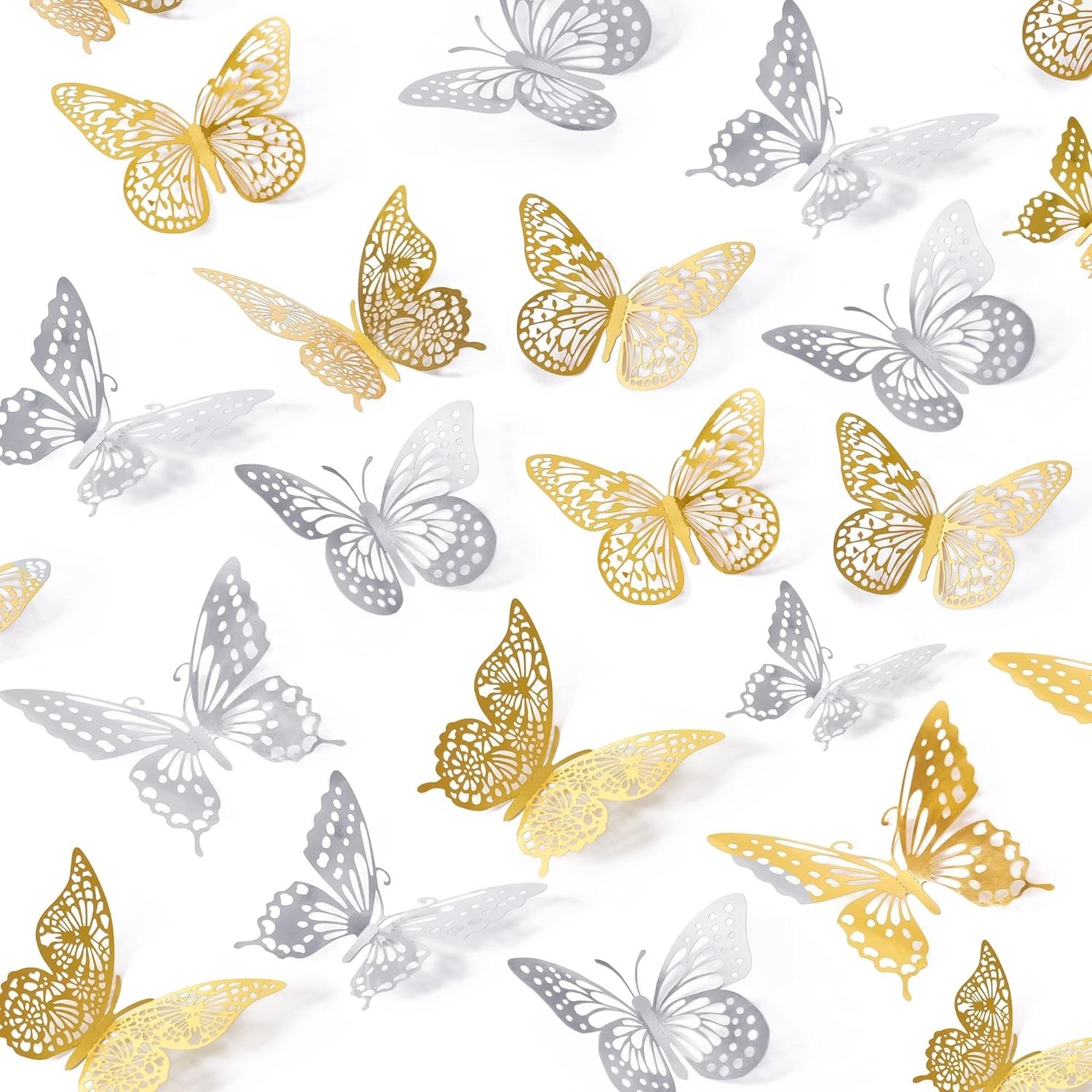 Festive Butterfly Wall Decorations – 48 Pcs in Gold & Silver, Perfect for Events