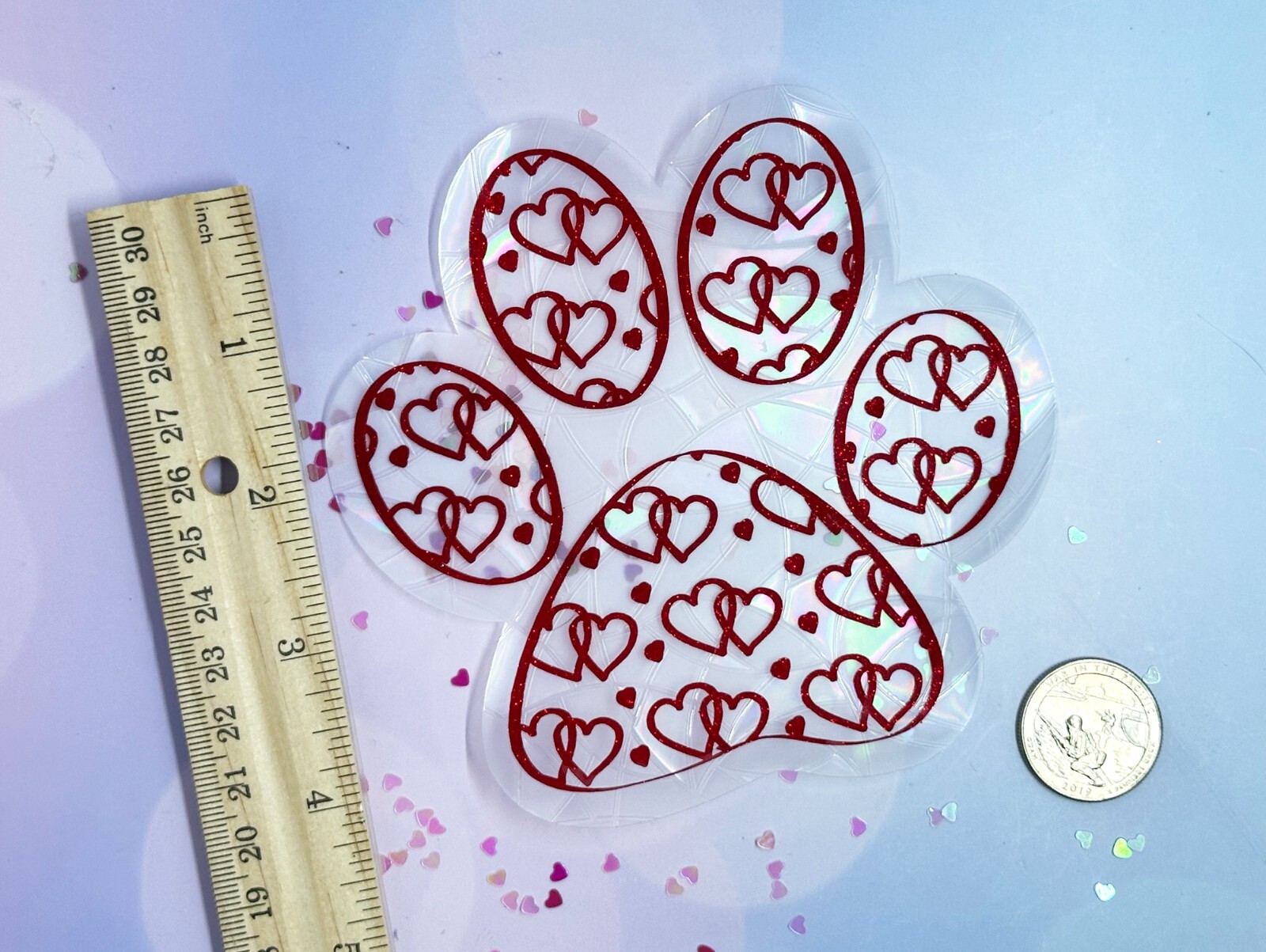 Paw Sticker Window Cling Suncatcher Red Heart Decal Rainbow Maker Prism