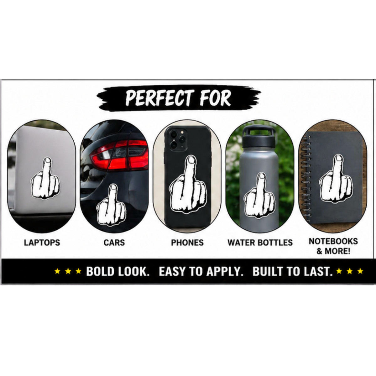 Middle Finger Sticker 5” Pack of 2 Funny Offensive Decal Waterproof Vinyl Laptop