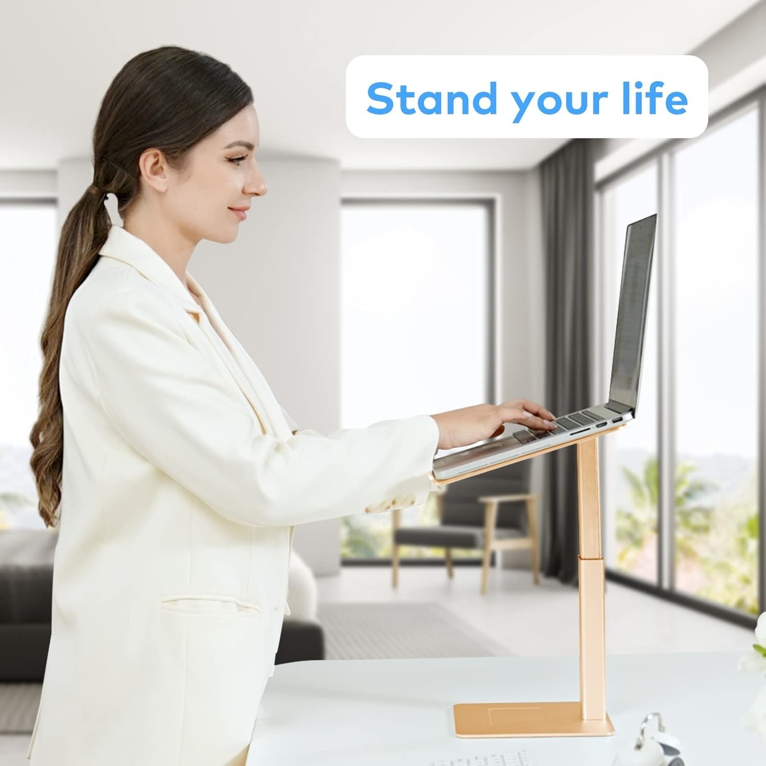 Laptop Stand for Desk, Ergonomic Aluminum Laptop Stand Adjustable Height from…