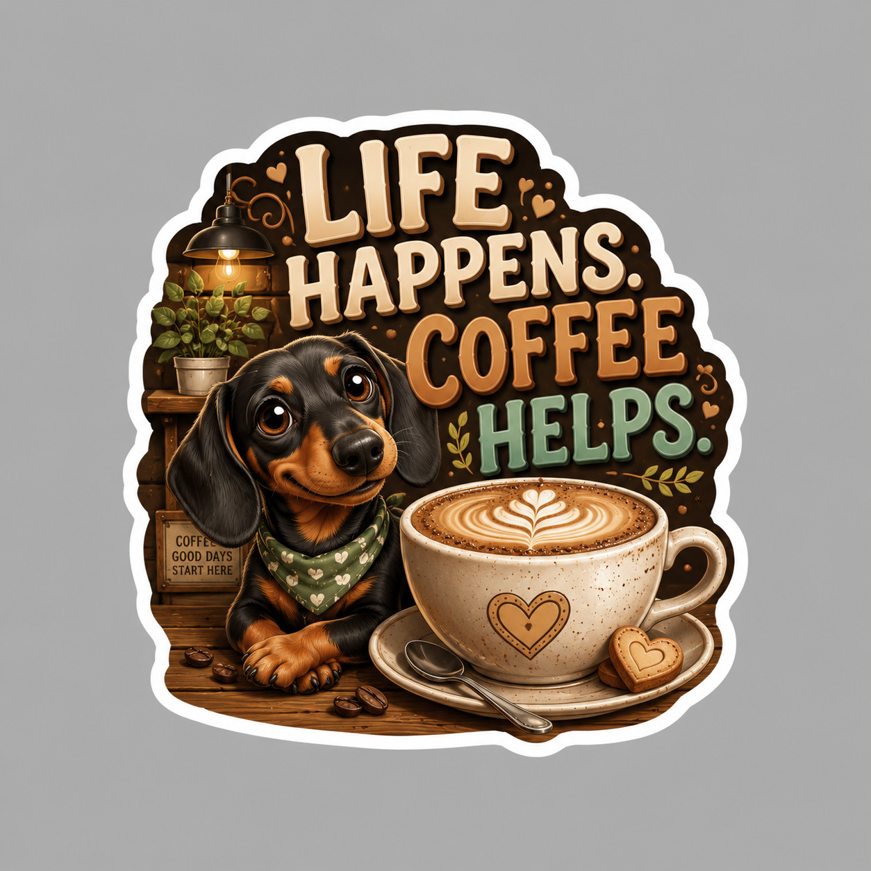 Dachshund Sticker Vinyl Decal Life Happens Coffee Helps Wiener Dog Coffee Gift