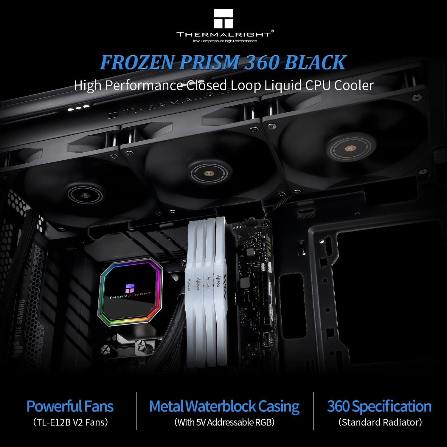 Thermalright Frozen Prism 360 Black AIO Water Cooler,Liquid CPU Cooler,…
