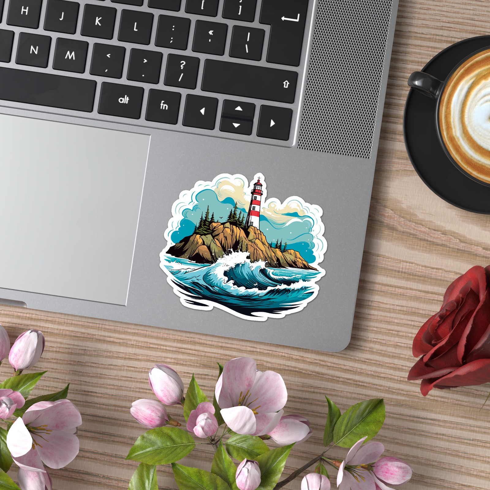 Lighthouse Waves – Vinyl Decal Sticker – Car Window Laptop – ebn11481
