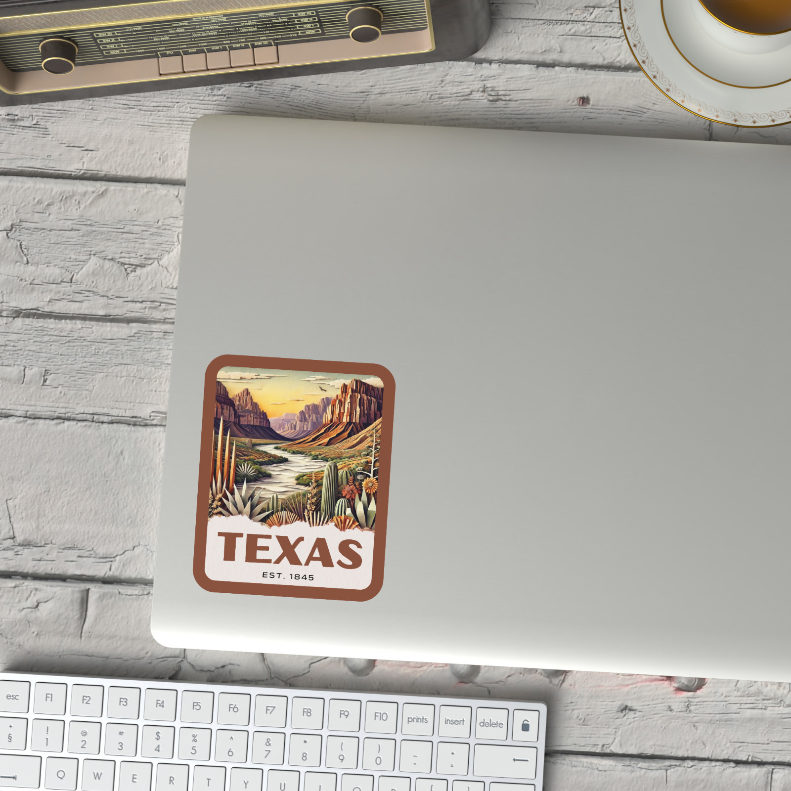 Texas State Sticker, Paper Collage Look, Big Bend National Park Vinyl Decal