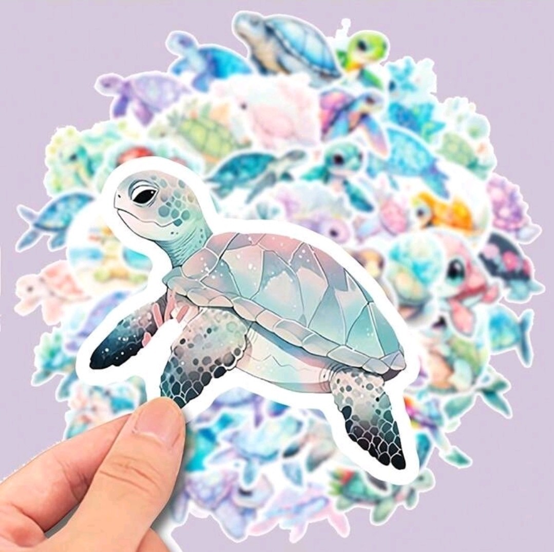15 Pcs Sea Turtle Vinyl Stickers Waterproof Laptop Bottle Scrapbooking